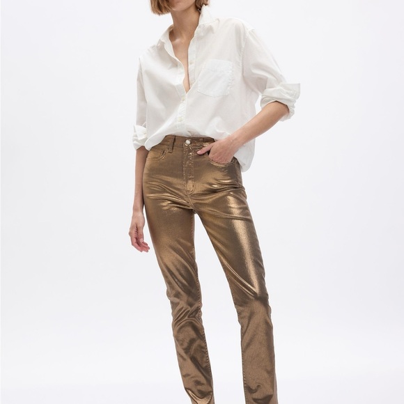 NWT Metallic Gold Ankle Jeans - Picture 1 of 7